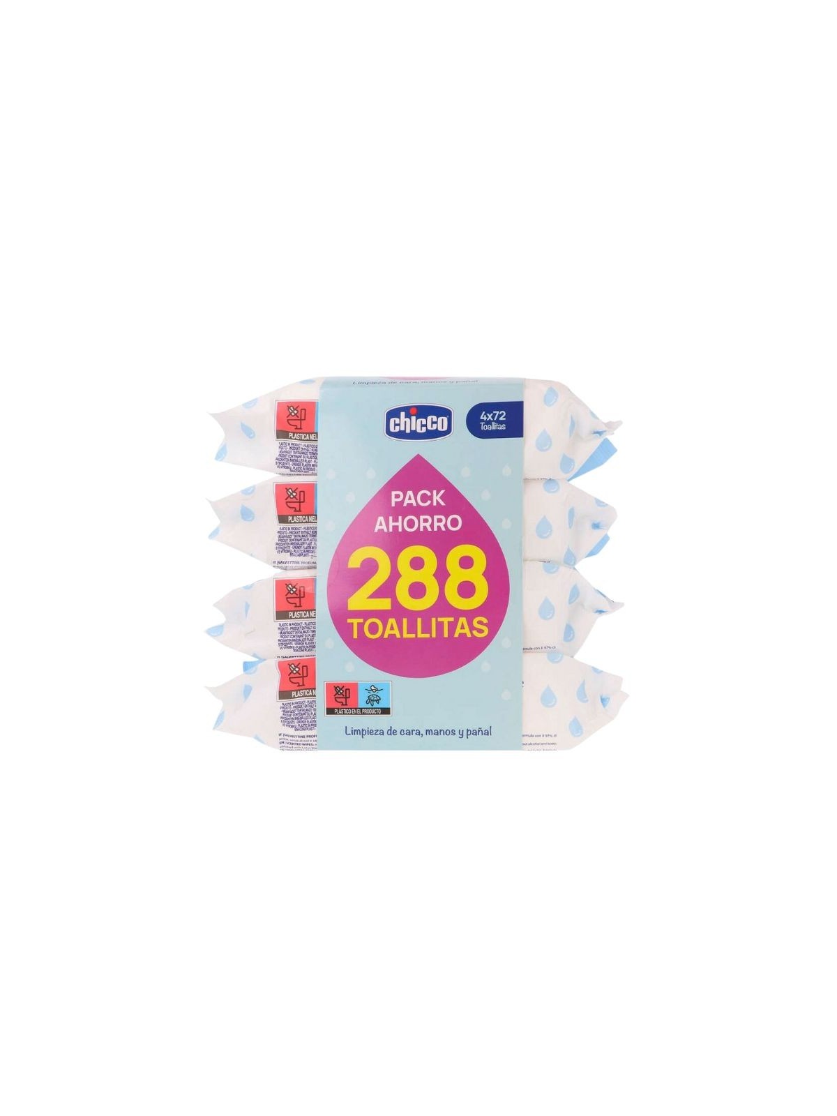 Chicco toallitas húmedas 4 envases 72 toallitas