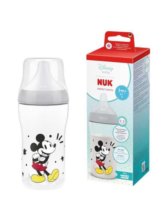 NUK biberón perfect match flujo M 260ml Mickey color gris