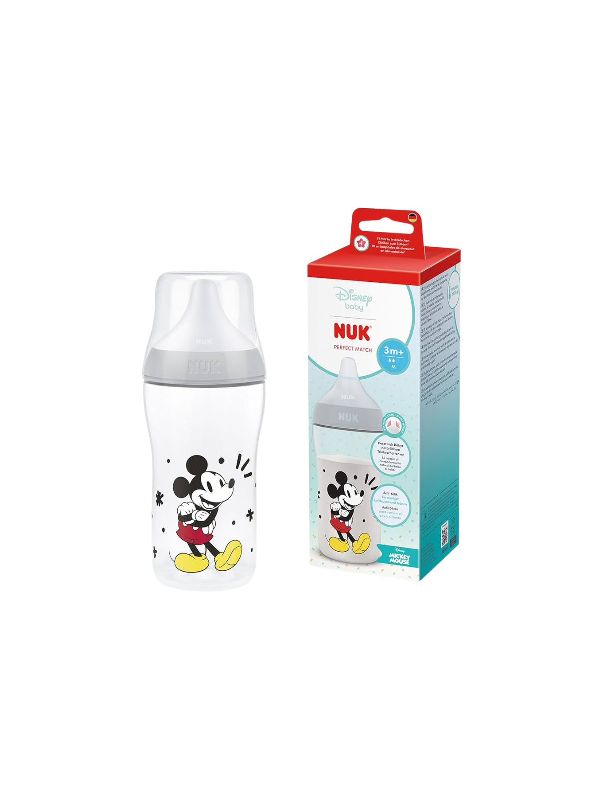 NUK biberón perfect match flujo M 260ml Mickey color gris