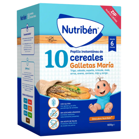 Nutriben 10 cereales galleta María 1 bolsa 600g