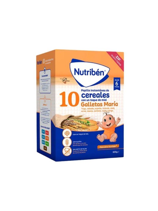 Nutriben 10 cereales miel galleta María 1 bolsa 600g