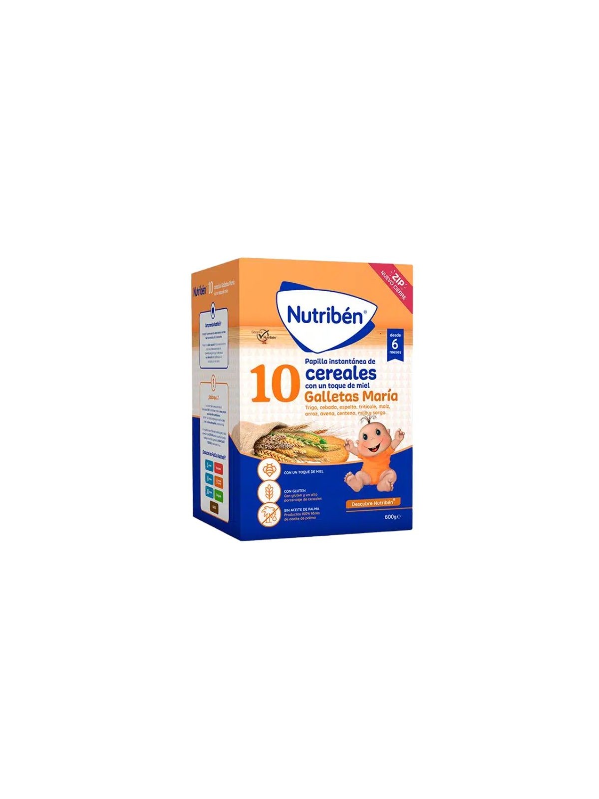 Nutriben 10 cereales miel galleta María 1 bolsa 600g