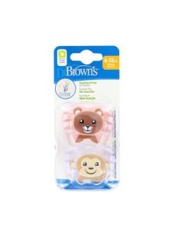 Dr. Brown's chupete animal rosa 6-12m 2u