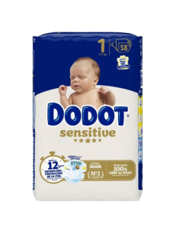 Pañal infantil dodot sensitive talla 1 2-5kg 58 unidades