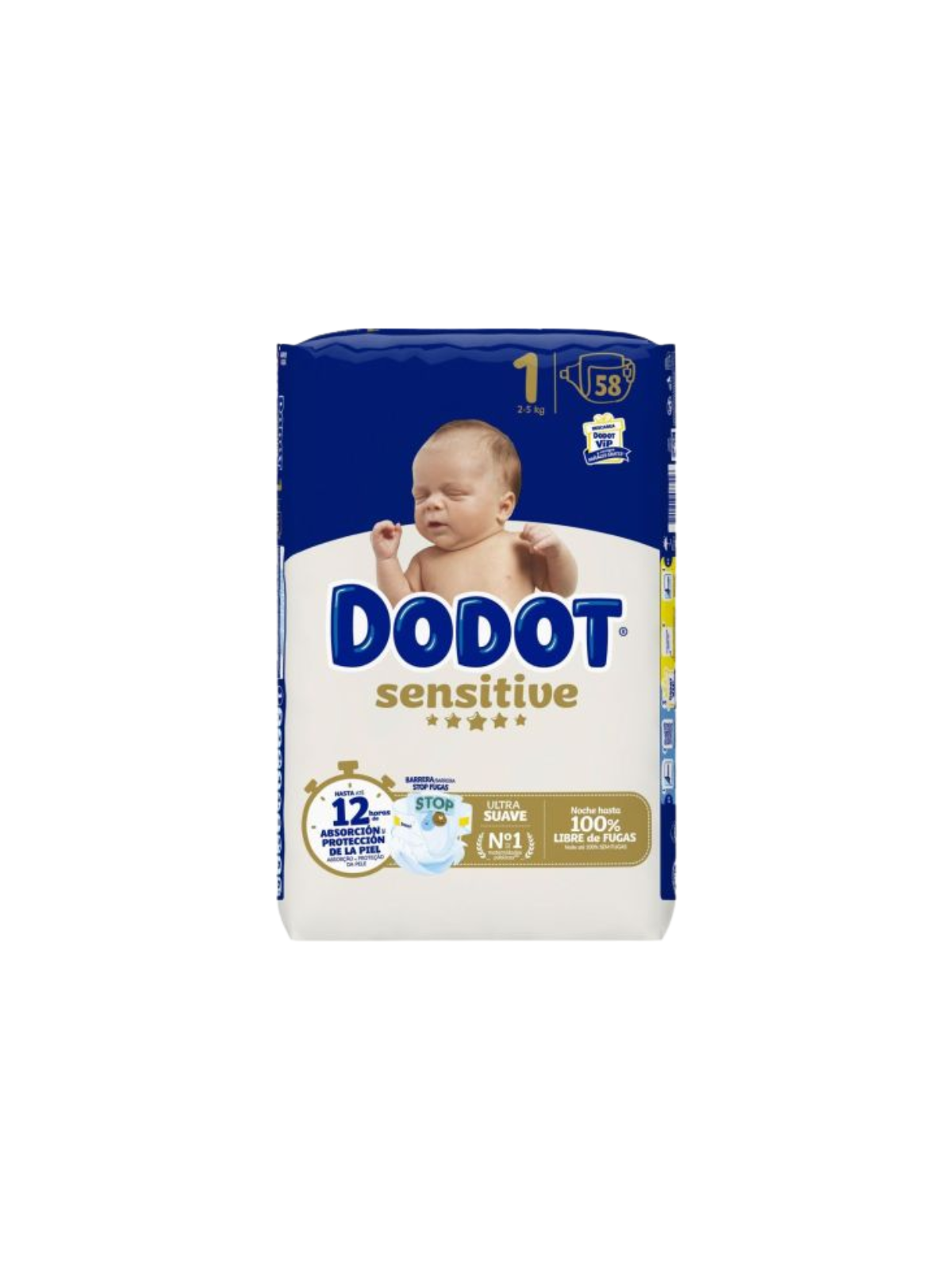 Pañal infantil dodot sensitive talla 1 2-5kg 58 unidades