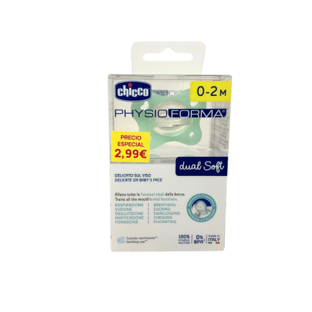 Chicco chupete physioforma dual soft silicona 0-2 meses color verde