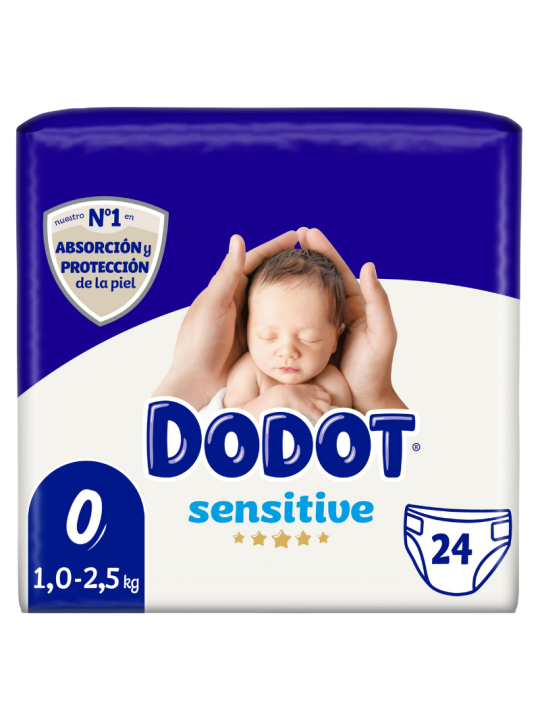 Pañal infantil dodot sensitive recién nacido talla 0-3kg 24 unidades