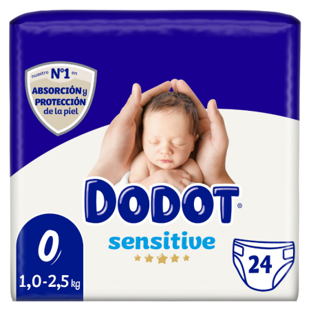 Pañal infantil dodot sensitive recién nacido talla 0-3kg 24 unidades