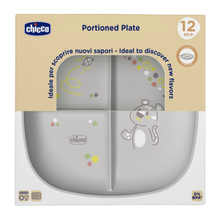Chicco plato con compartimentos +12M gris