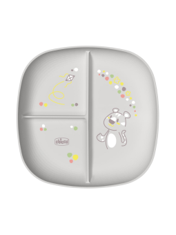 Chicco plato con compartimentos +12M gris