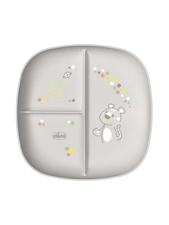 Chicco plato con compartimentos +12M gris