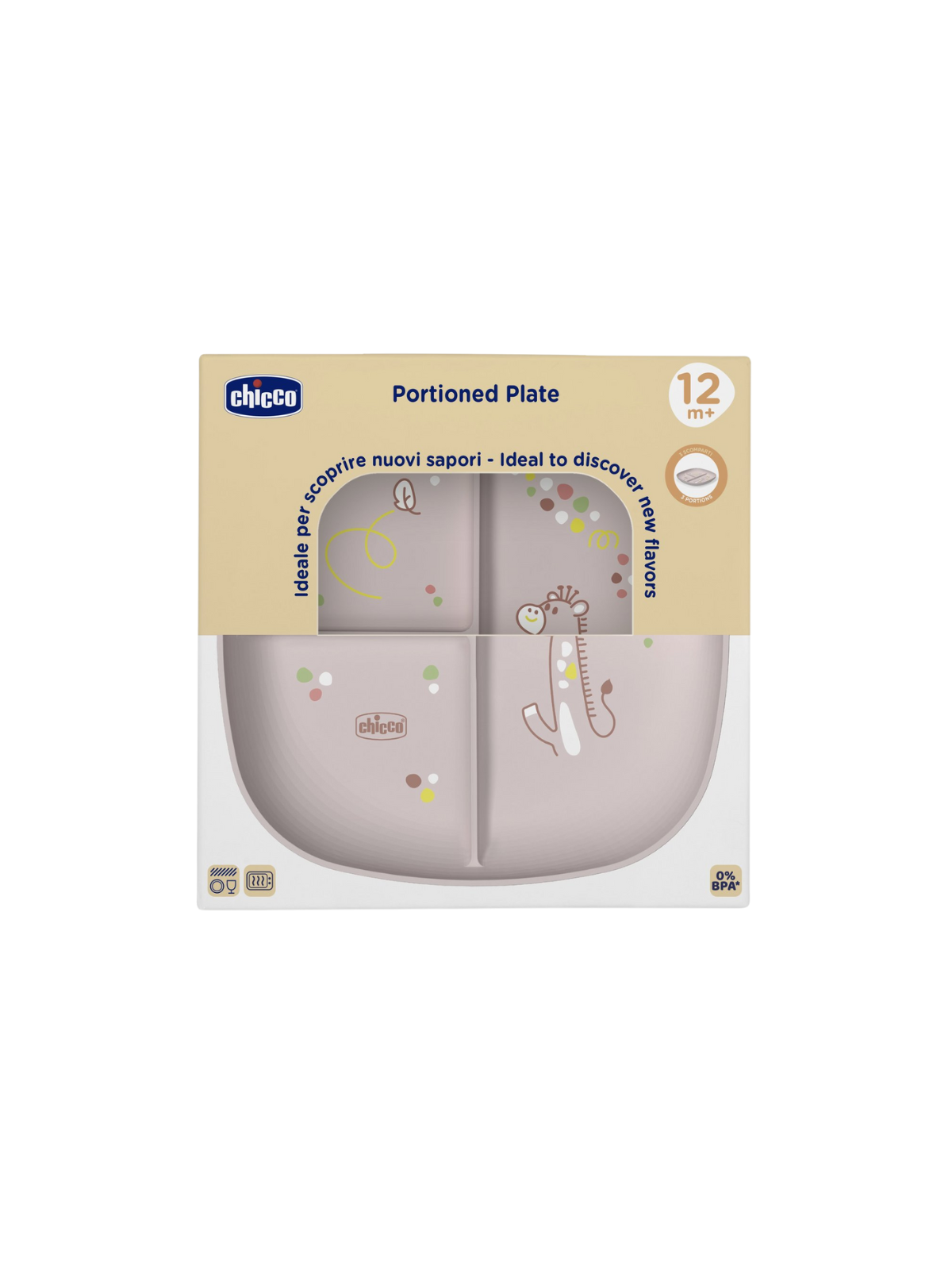Chicco plato con compartimentos +12M rosa