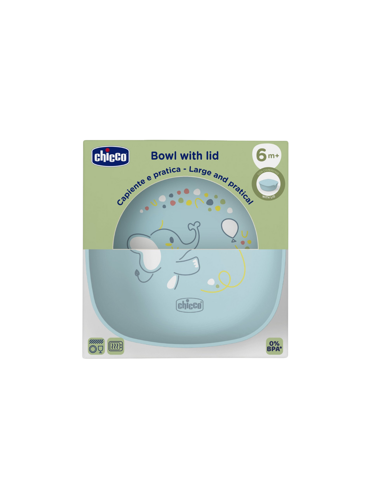 Chicco bowl con tapa +6M azul