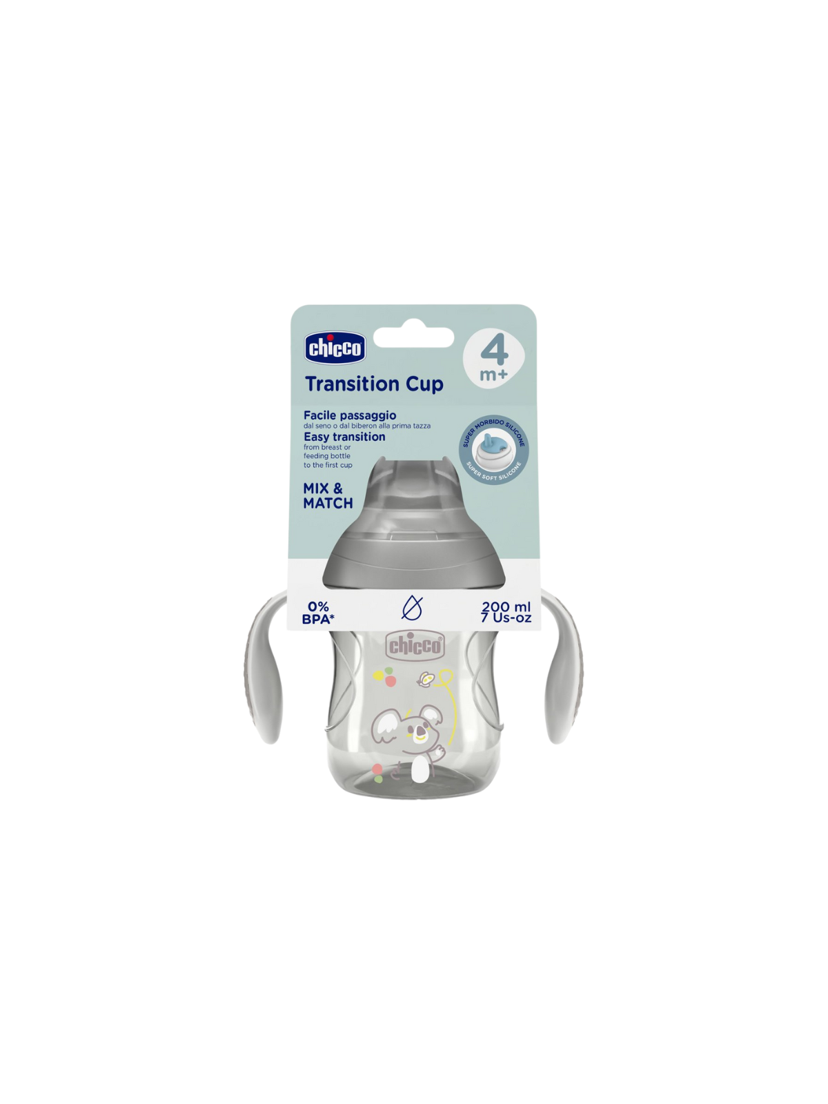 Chicco vaso transición +4M 200ML gris