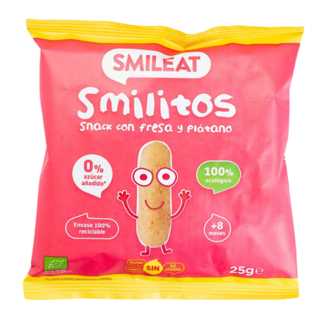 Smileat smilitos snack con fresa y plátano 25g