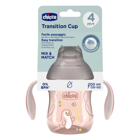 Chicco vaso transición 200ml rosa +4m