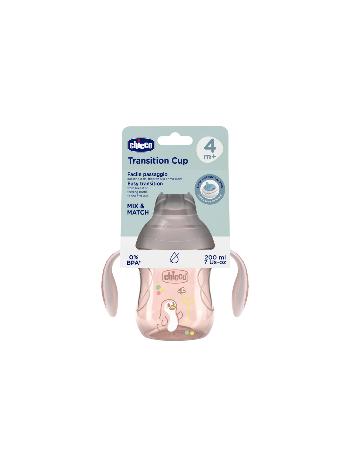 Chicco vaso transición 200ml rosa +4m