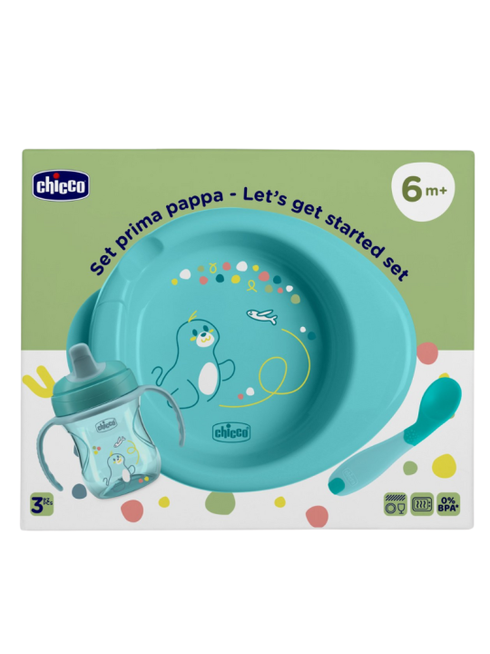 Chicco set de comida niño +6m azul