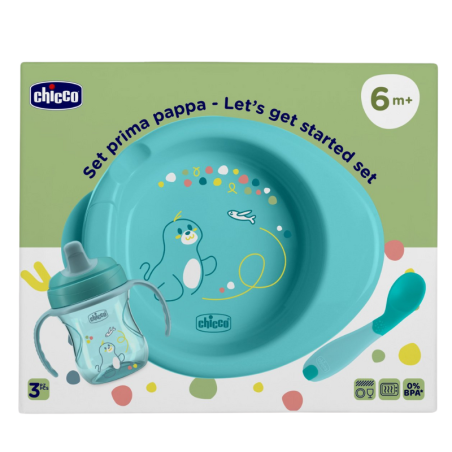 Chicco set de comida niño +6m azul