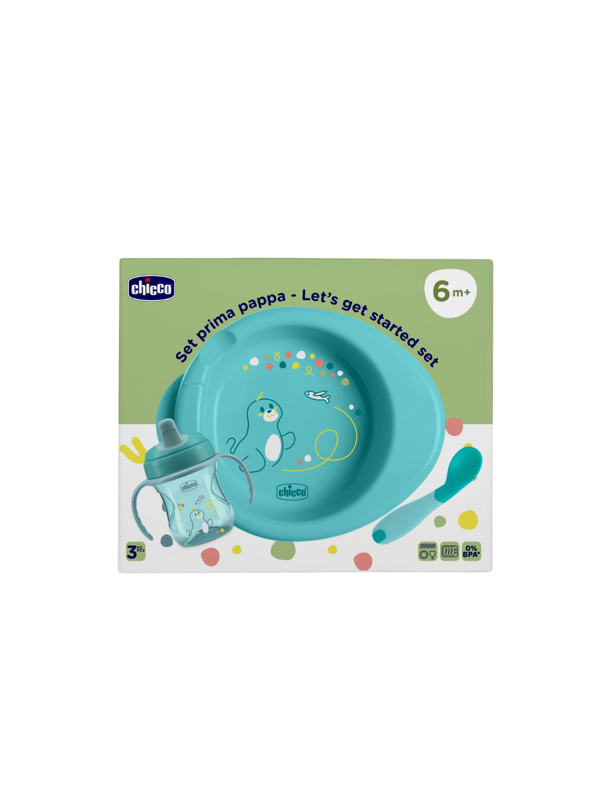 Chicco set de comida niño +6m azul