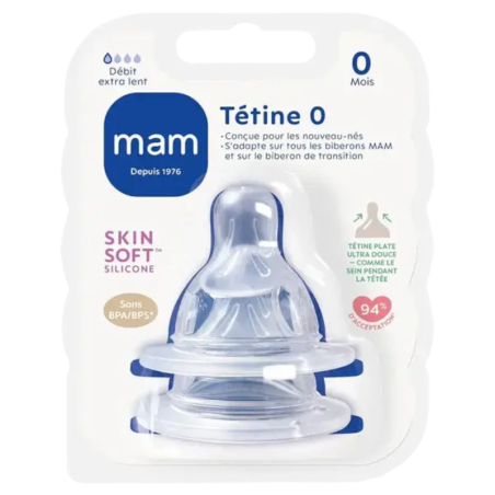 MAM tetina silicona flujo extralento + 0m
