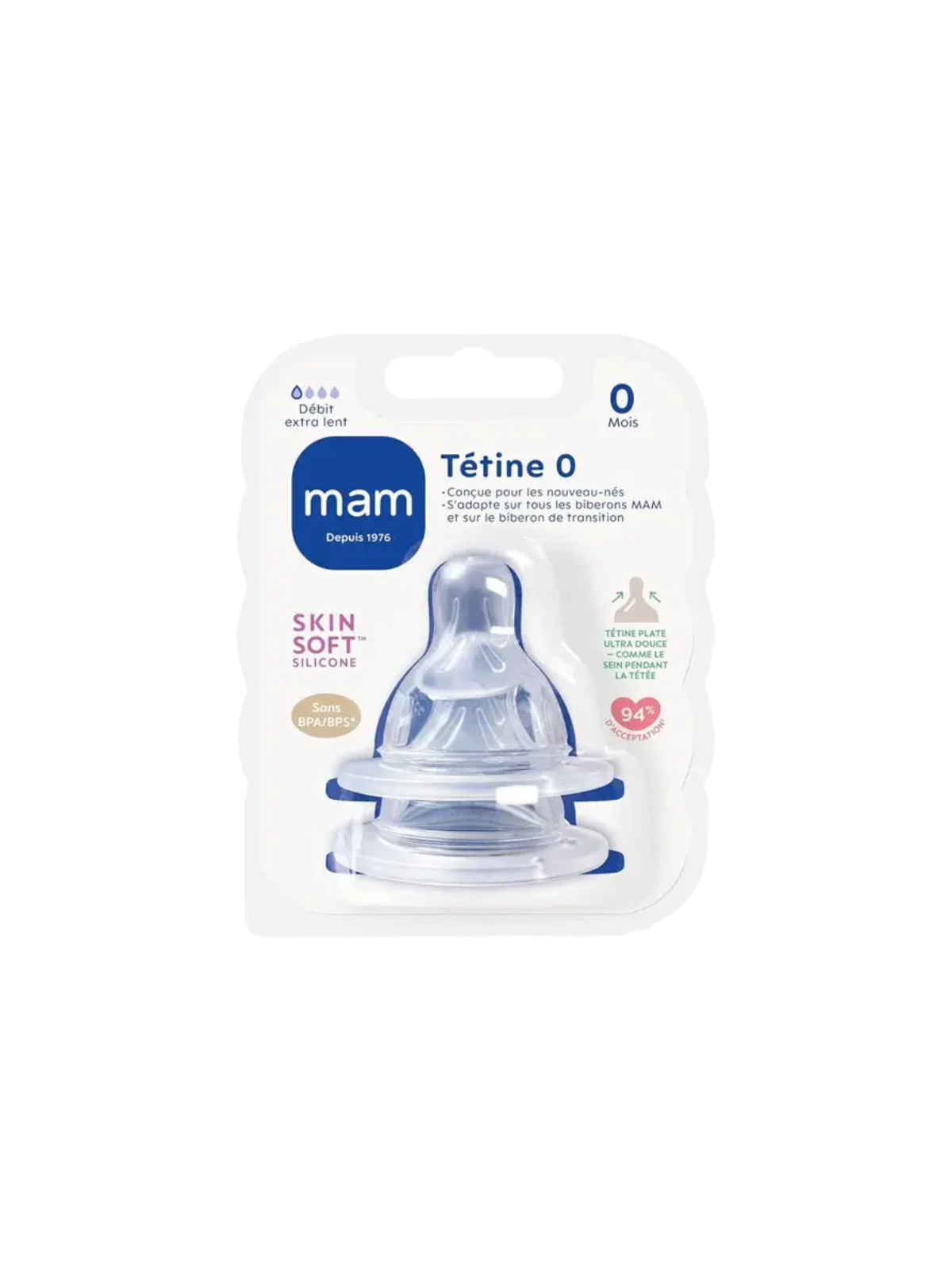 MAM tetina silicona flujo extralento + 0m