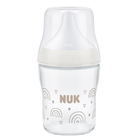 NUK biberón perfect match vidrio flujo S 120ml arcoiris