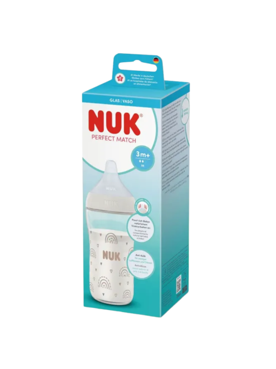Nuk biberon perfect match vidrio flujo M 3m+ 230ml
