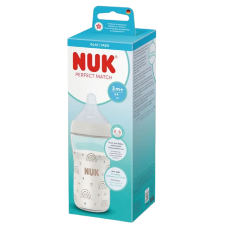 Nuk biberon perfect match vidrio flujo M 3m+ 230ml
