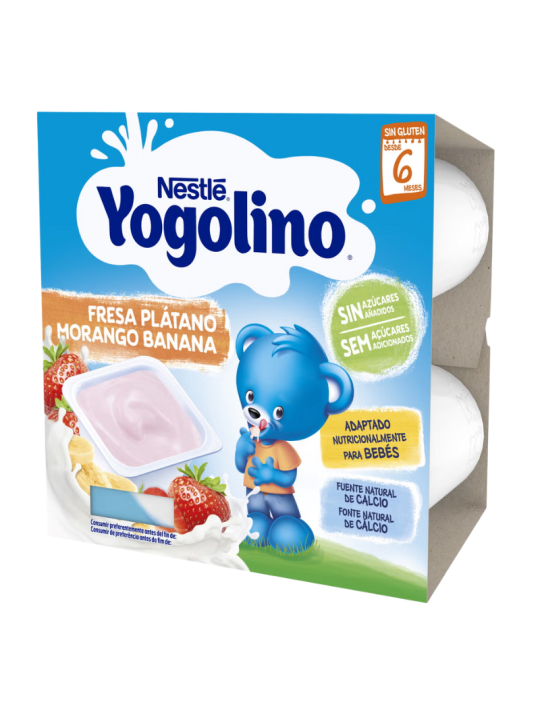 Nestlé yogolino fresa plátano 100g x 4 tarrinas 0% azúcar