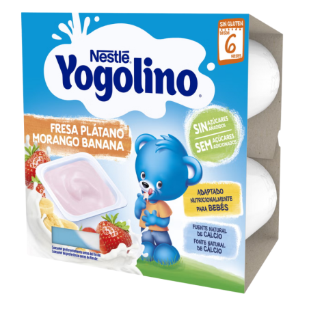 Nestlé yogolino fresa plátano 100g x 4 tarrinas 0% azúcar