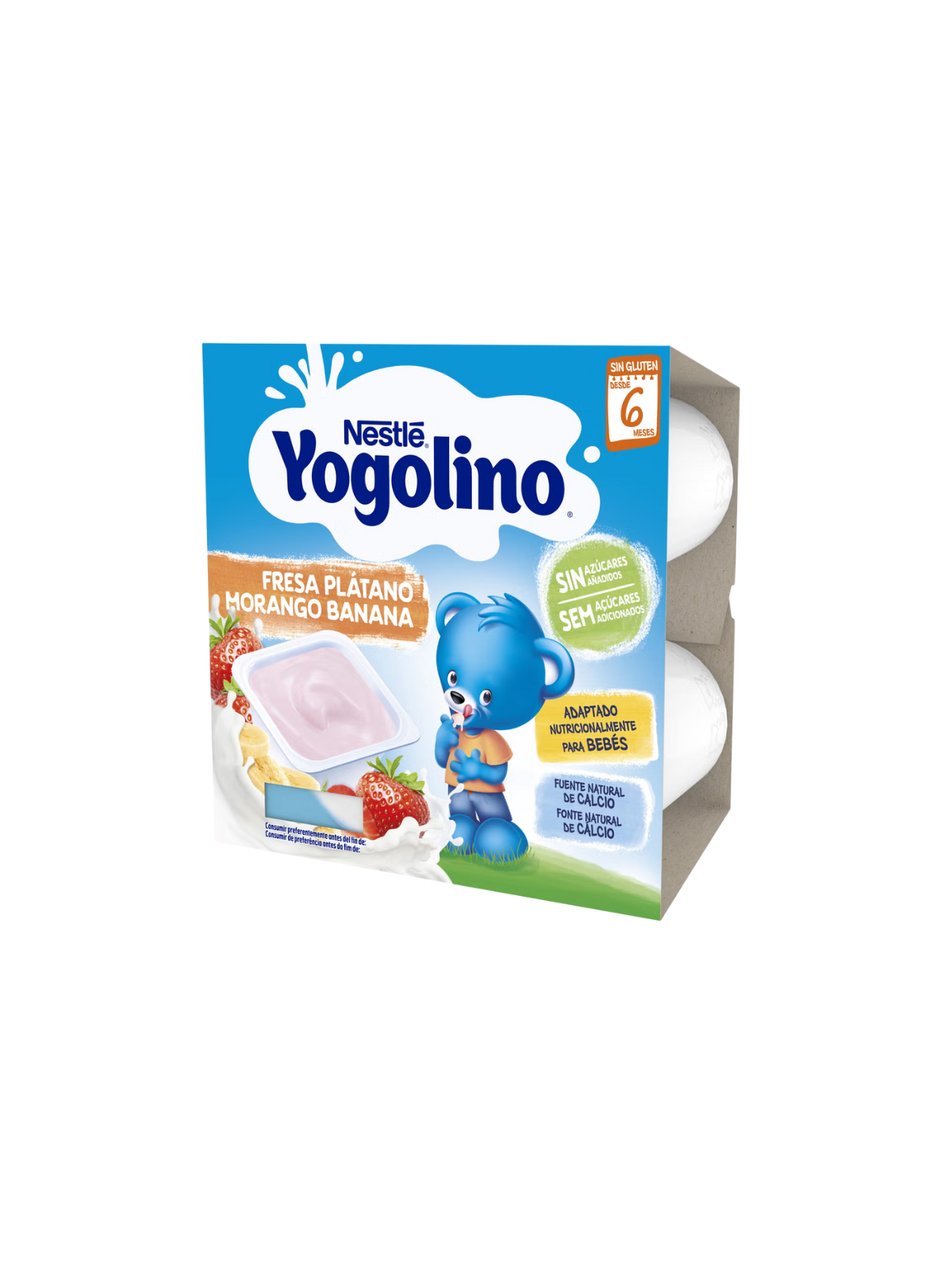 Nestlé yogolino fresa plátano 100g x 4 tarrinas 0% azúcar
