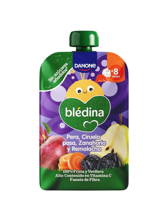 Bledina pouch pera, ciruela, pasa, zanahoria, y remolacha 100g