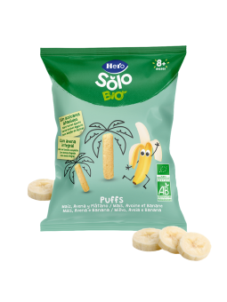 Hero solo bio puffs 1x 25g sabor platano, maiz, avena, banana