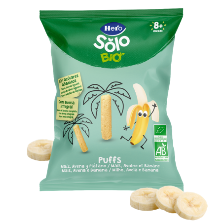Hero solo bio puffs 1x 25g sabor platano, maiz, avena, banana