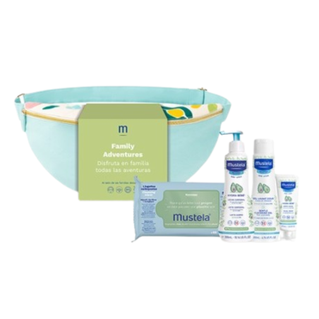 MUSTELA BANDOLERA TOALLITAS + HYDRA BEBE LECHE+GEL LAVANTE+ HYDRA BEBE CARA