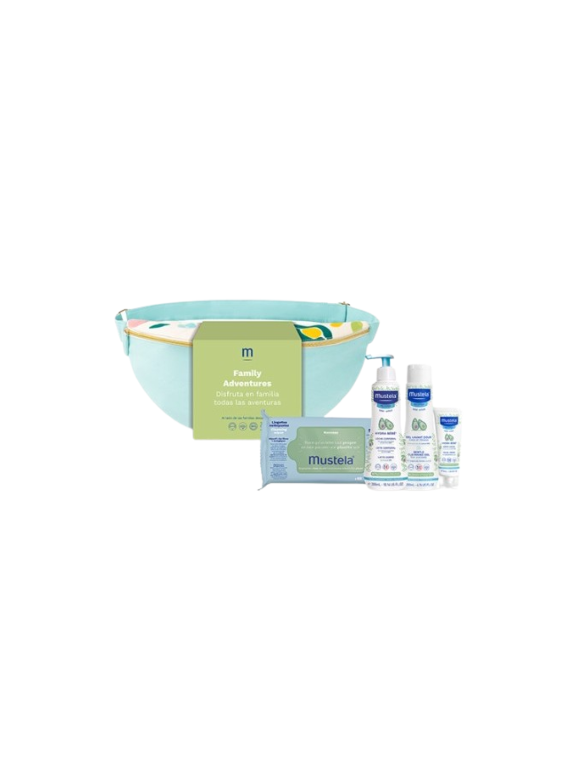 MUSTELA BANDOLERA TOALLITAS + HYDRA BEBE LECHE+GEL LAVANTE+ HYDRA BEBE CARA