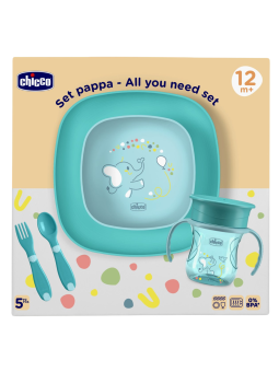 Chicco set de comida azul +12 meses