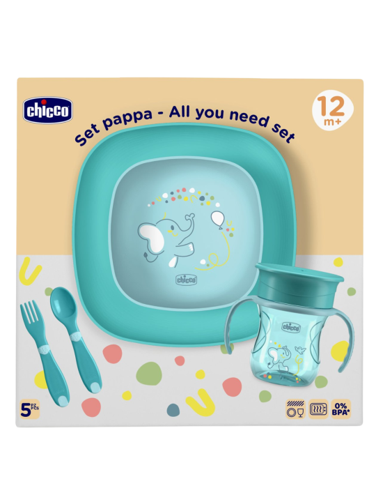 Chicco set de comida azul +12 meses