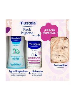 Mustela pack higiene agua limpiadora + lilimento + eco toallitas