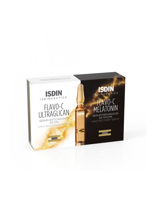 ISDIN Isdinceutics Flavo-C Ultraglican + Melatonin Duplo Ampollas Antioxidantes Día y Noche