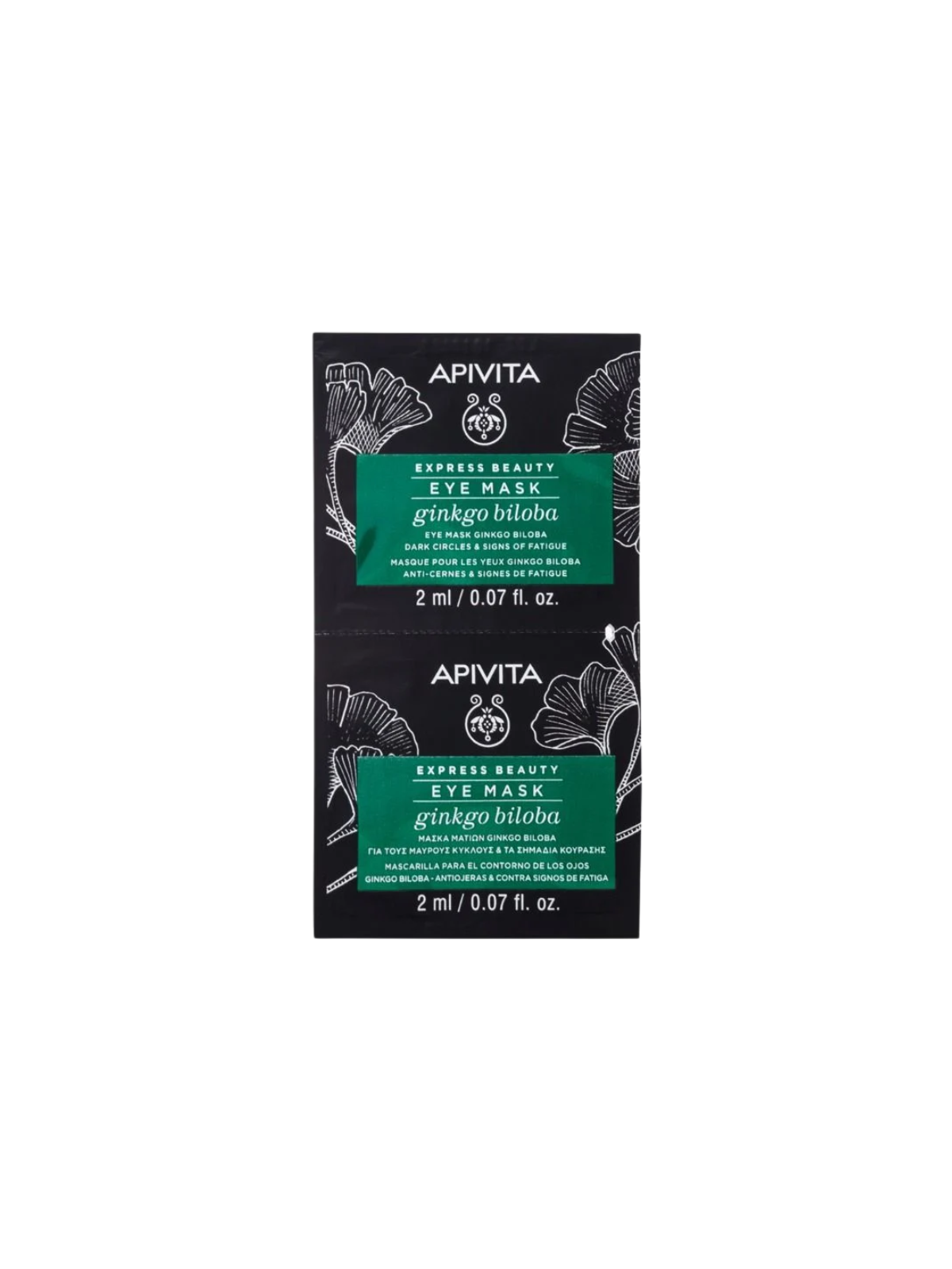Apivita express beauty mascarilla ginkgo ojeras y bolsas 2x2ml
