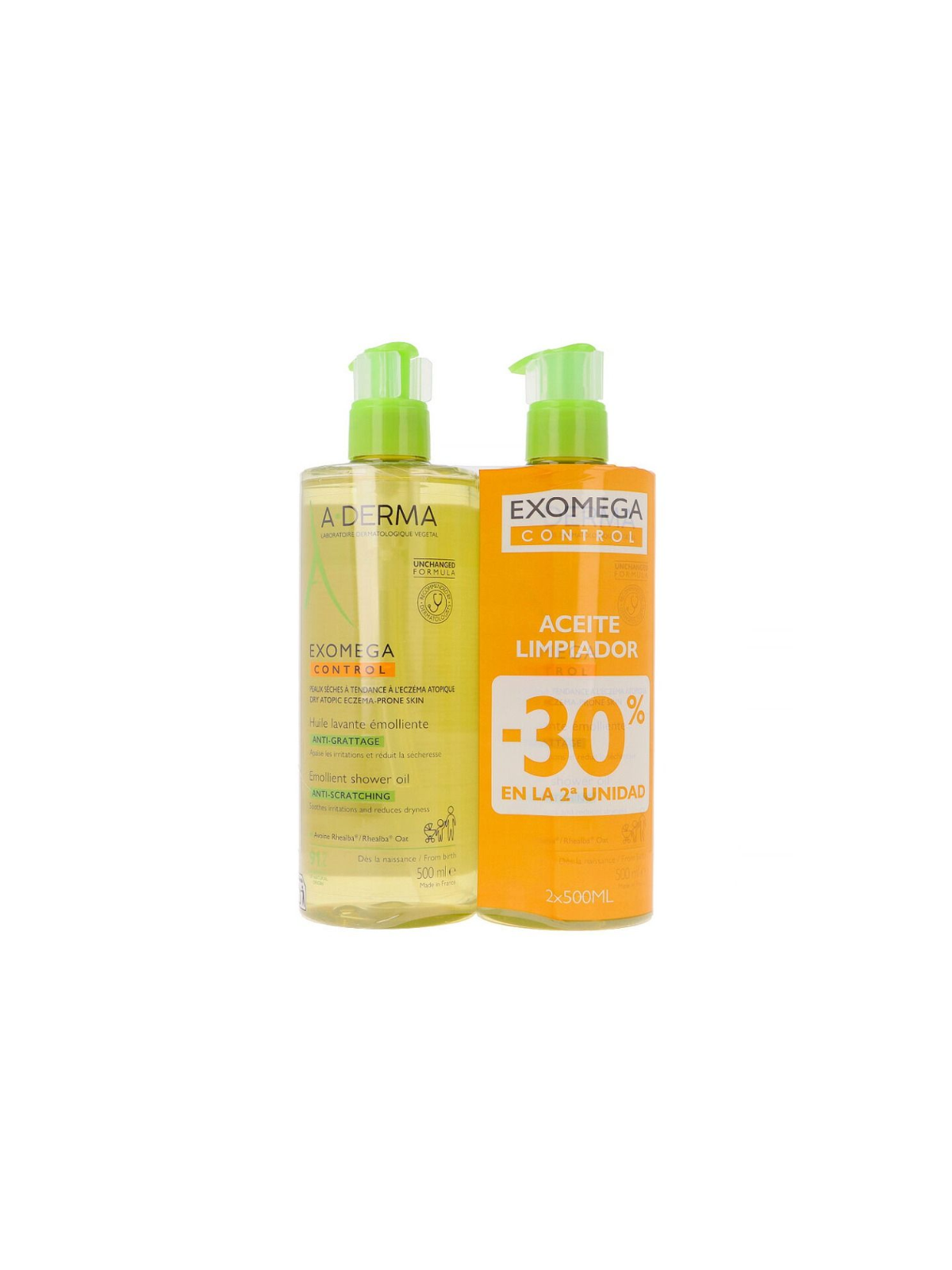 A-derma Exomega Control aceite limpiador emoliente 2 ud -30%