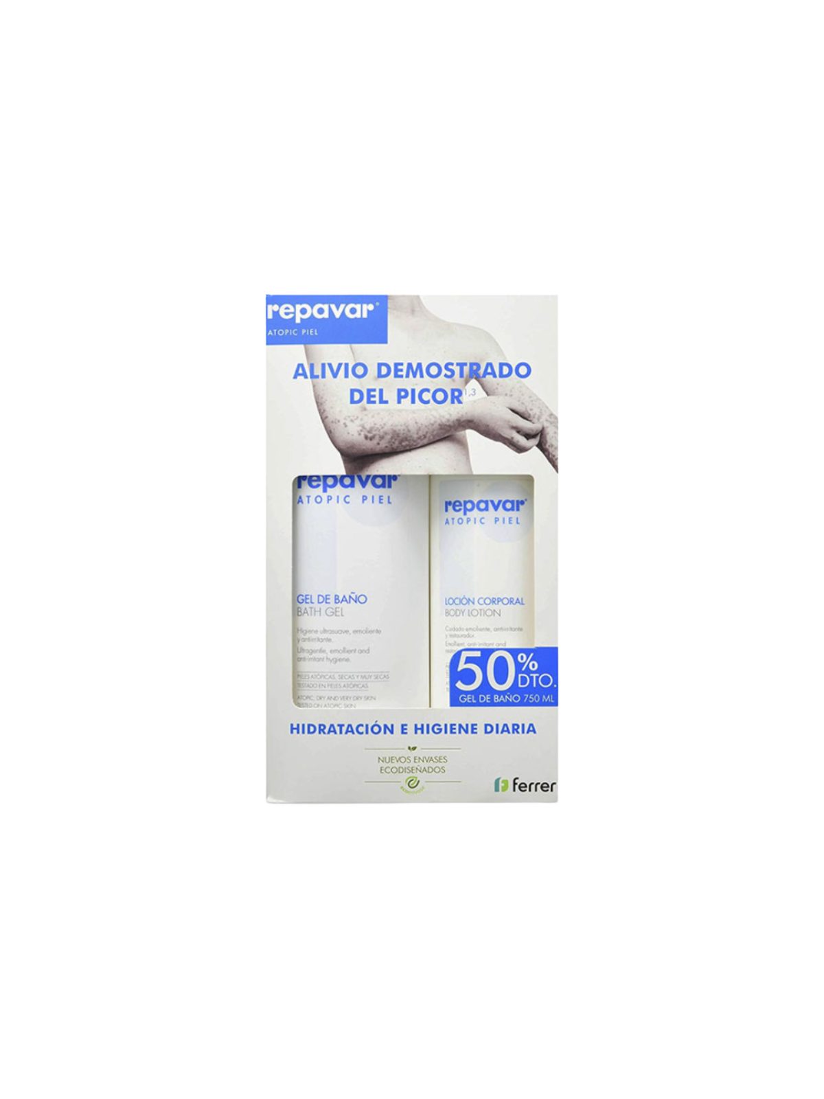 Repavar Atopic piel pack locion 500 ml + 50% gel 750ml