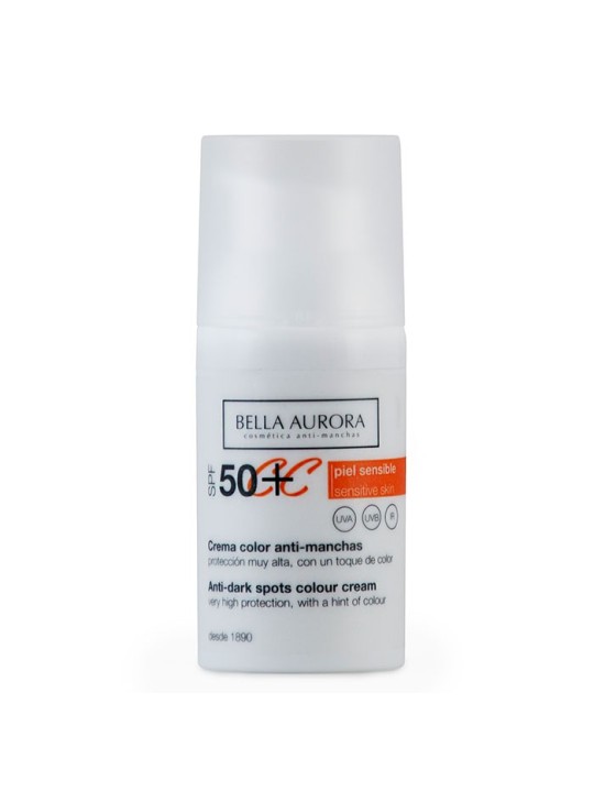 Bella aurora crema color antimanchas spf50+ piel sensible