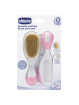Chicco cepillo y peine de pelo natural rosa