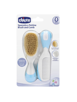 Chicco cepillo y peine de pelo natural azul