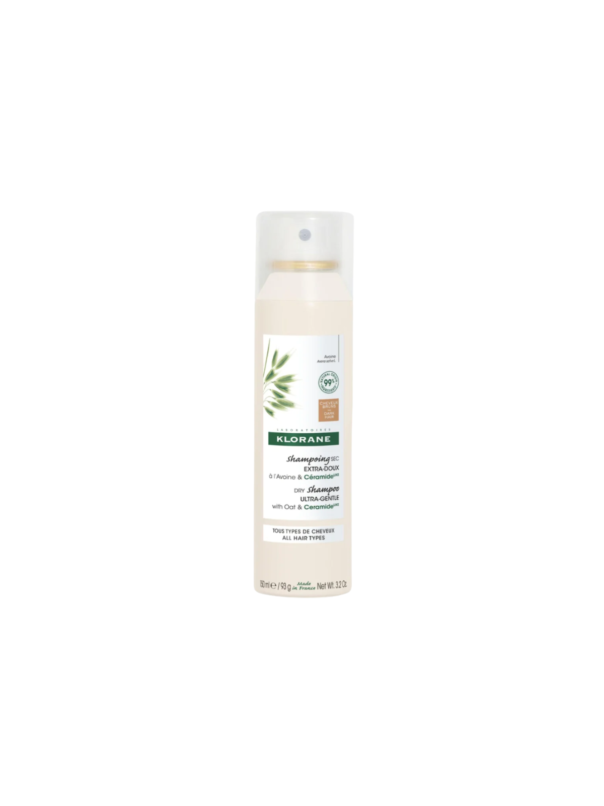 Klorane champu seco a la leche de avena cabello moreno 150 ml