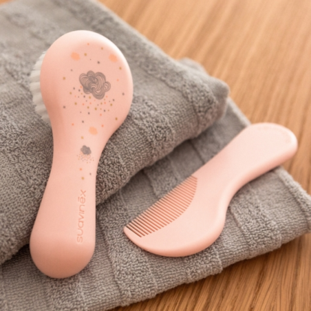 Suavinex set cepillo y peine rosa