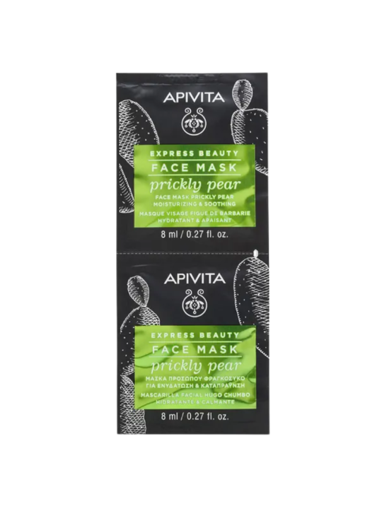 Apivita express beauty mascarilla facial hidratante y calmante higo chumbo 2 x 8 ml